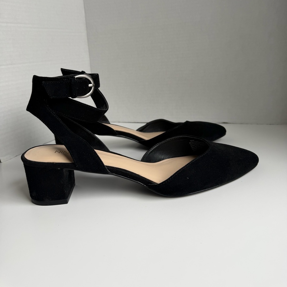 Black Nine West Women’s Pump Ankle Strap Low Block Heel Size 9 - Picture 2 of 10